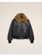 Ami Paris Women Zipped Padded Jacket With Shearling Collar