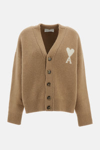 Ami Paris Women V Neck Cardigan With Ami De Coeur