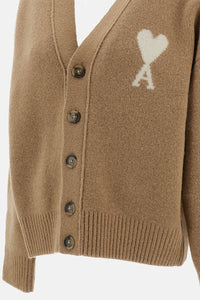 Ami Paris Women V Neck Cardigan With Ami De Coeur