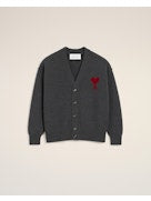 Ami Paris Ami Paris Men V Neck Cardigan With Contrasted Ami De Coeur
