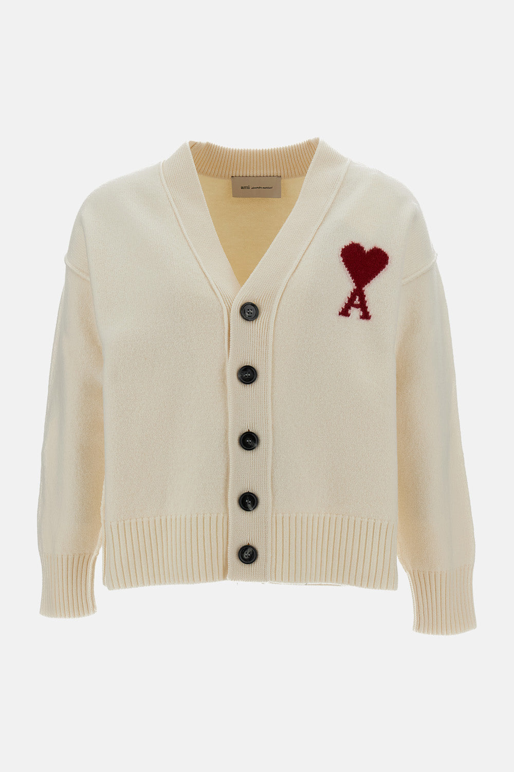 Ami Paris Ami Paris Men V Neck Cardigan With Contrasted Ami De Coeur