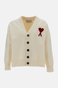 Ami Paris Ami Paris Men V Neck Cardigan With Contrasted Ami De Coeur