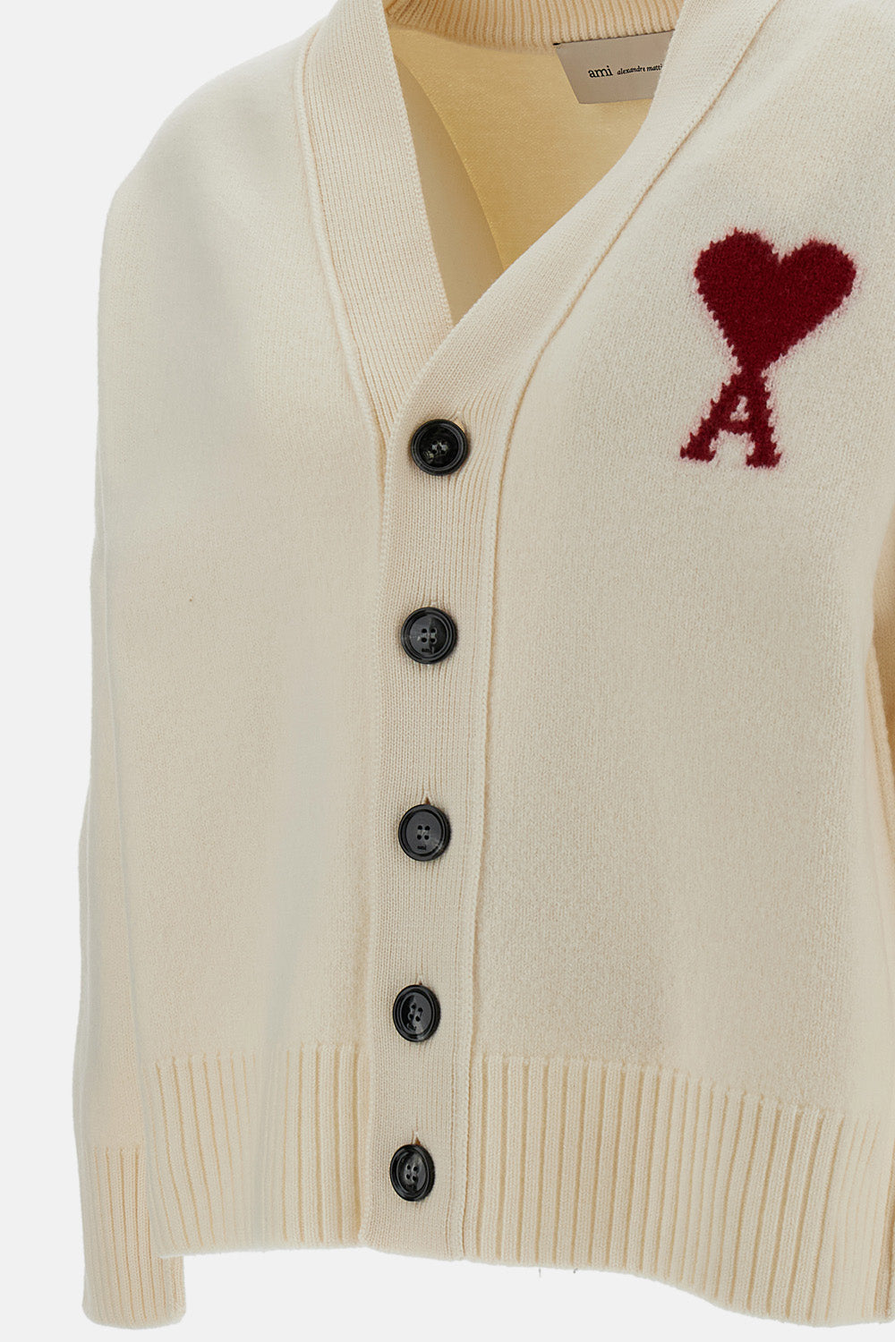 Ami Paris Ami Paris Men V Neck Cardigan With Contrasted Ami De Coeur