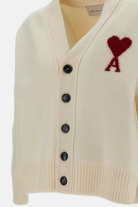 Ami Paris Ami Paris Men V Neck Cardigan With Contrasted Ami De Coeur