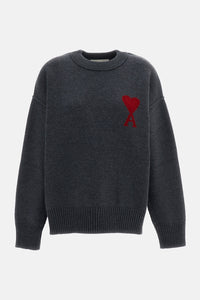 Ami Paris Men Crewneck Sweater With Contrasted Ami De Coeur