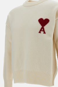 Ami Paris Ami Paris Men Crewneck Sweater With Contrasted Ami De Coeur