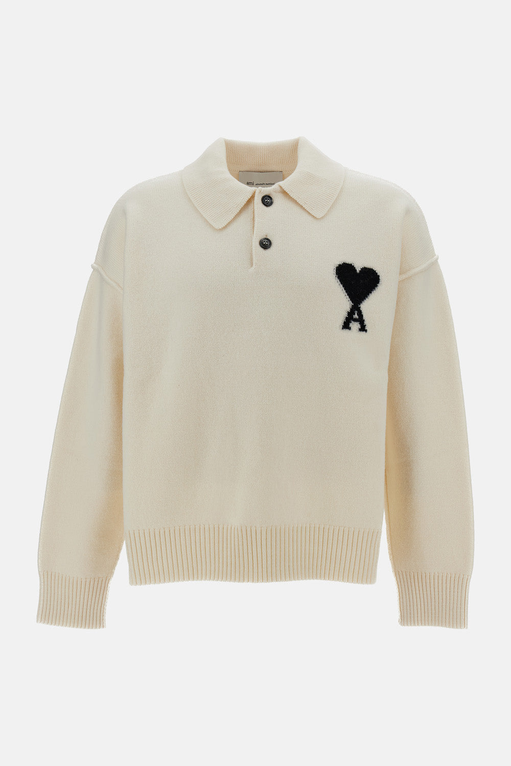 Ami Paris Ami Paris Men Polo Sweater With Contrasted Ami De Coeur