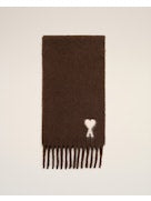 Ami Paris Ami Paris Women Alpaca Wool Scarf With Off White Ami De Coeur Jacquard Scarf