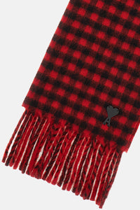 Ami Paris Women Ami De Coeur A Carreaux Patch En Cuir Scarf