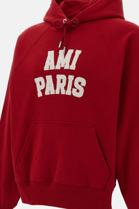 Ami Paris Men Hoodie With Ami Paris Felt Embroidery
