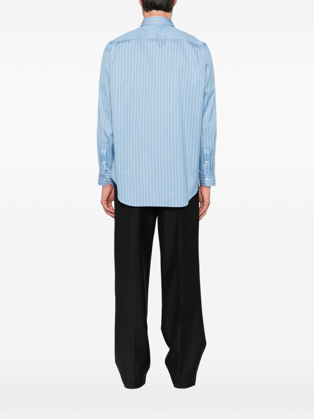 Auralee Men Cotton And Silk Striped Shirt