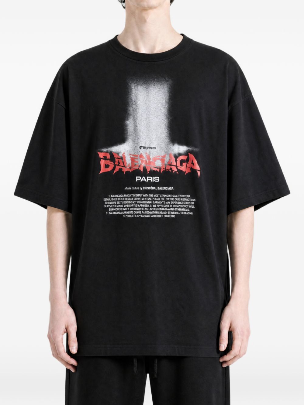 Balenciaga Men Printed Cotton T-Shirt
