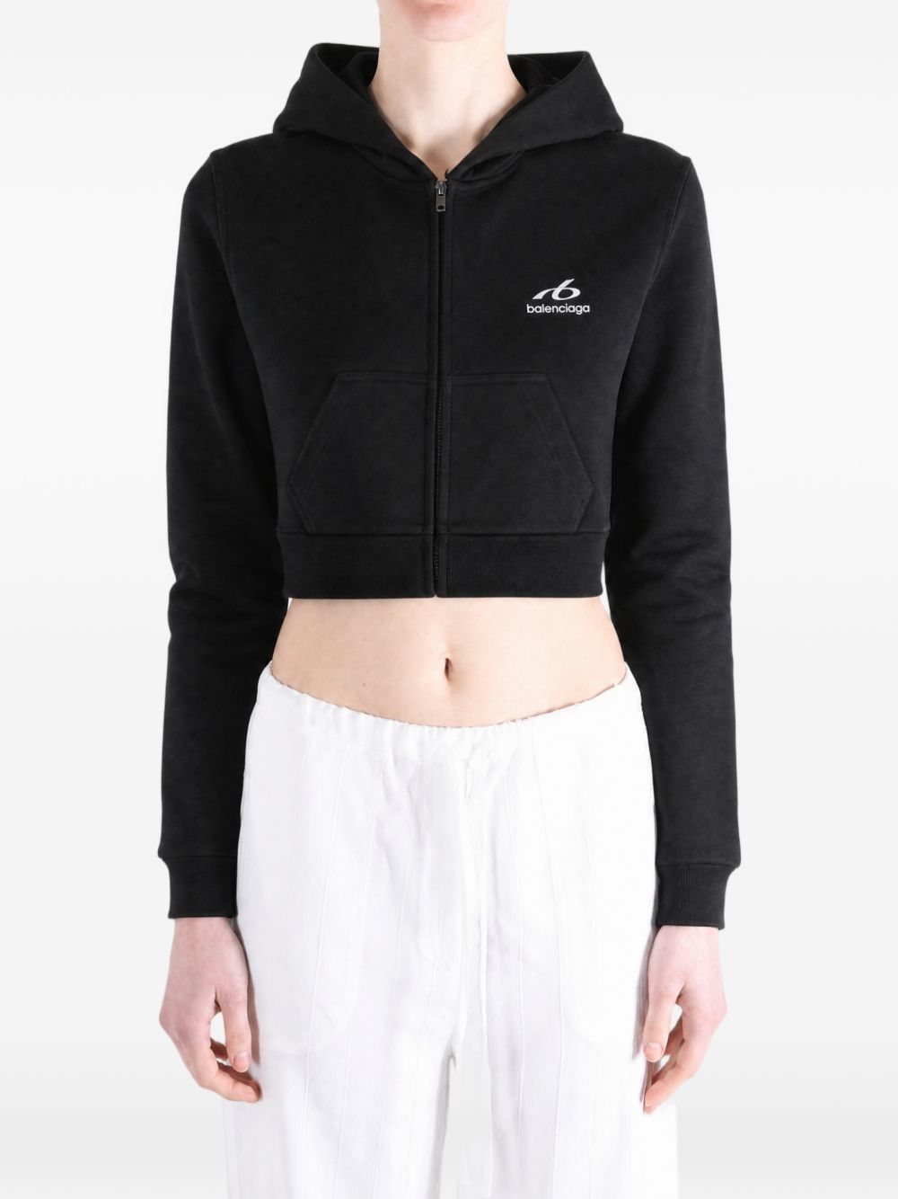 Balenciaga Women Cotton Cropped Sweatshirt