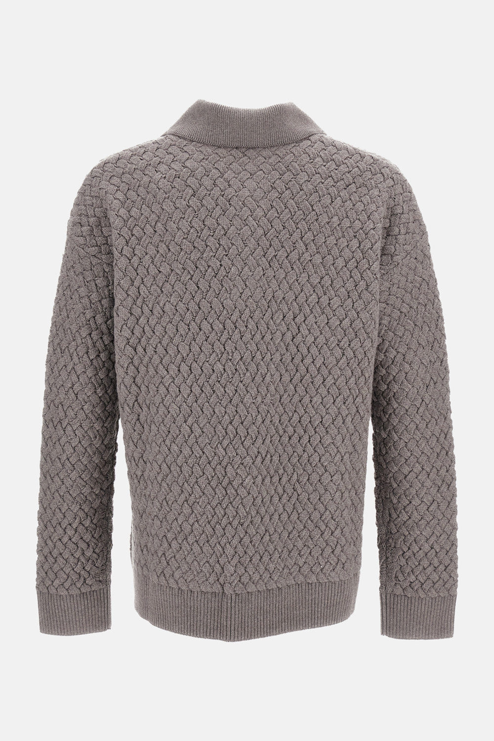 Bottega Veneta Bottega Veneta Men Intrecciato Wool Polo Sweater