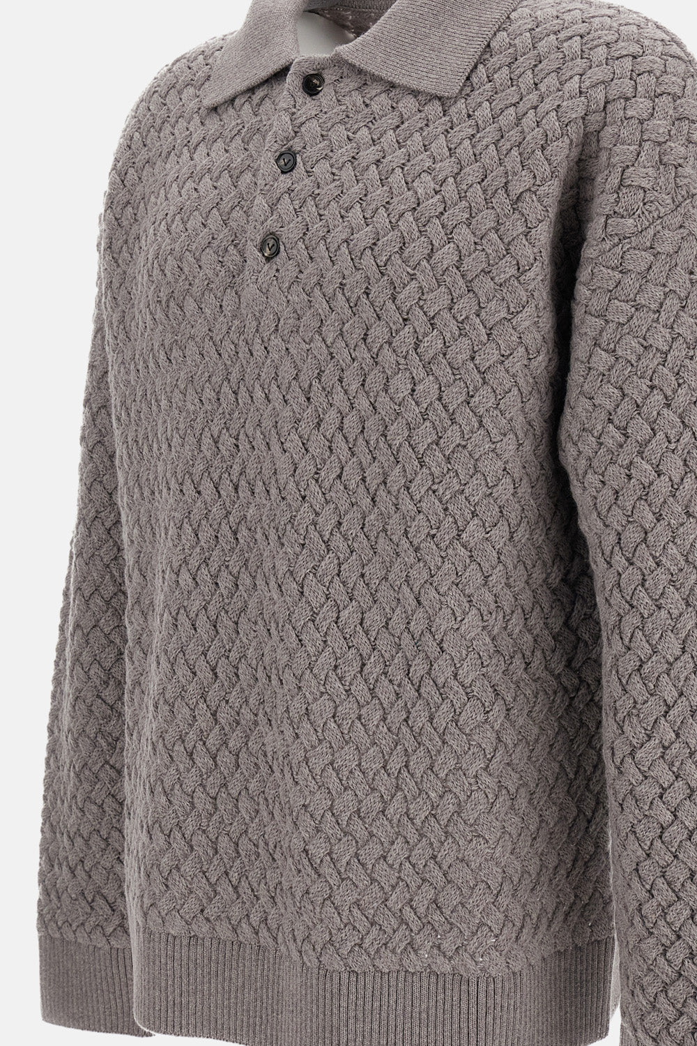 Bottega Veneta Bottega Veneta Men Intrecciato Wool Polo Sweater