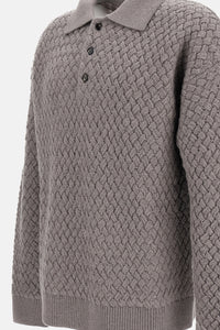 Bottega Veneta Bottega Veneta Men Intrecciato Wool Polo Sweater