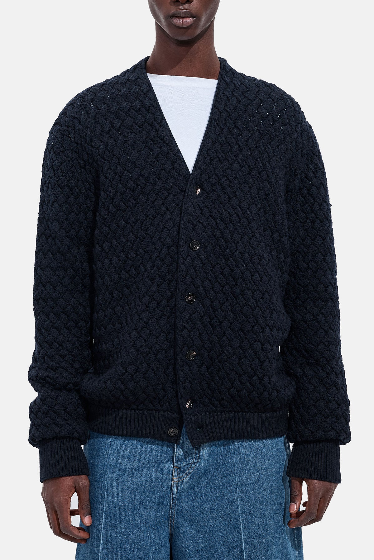 Bottega Veneta Bottega Veneta Men Intrecciato Wool Cardigan