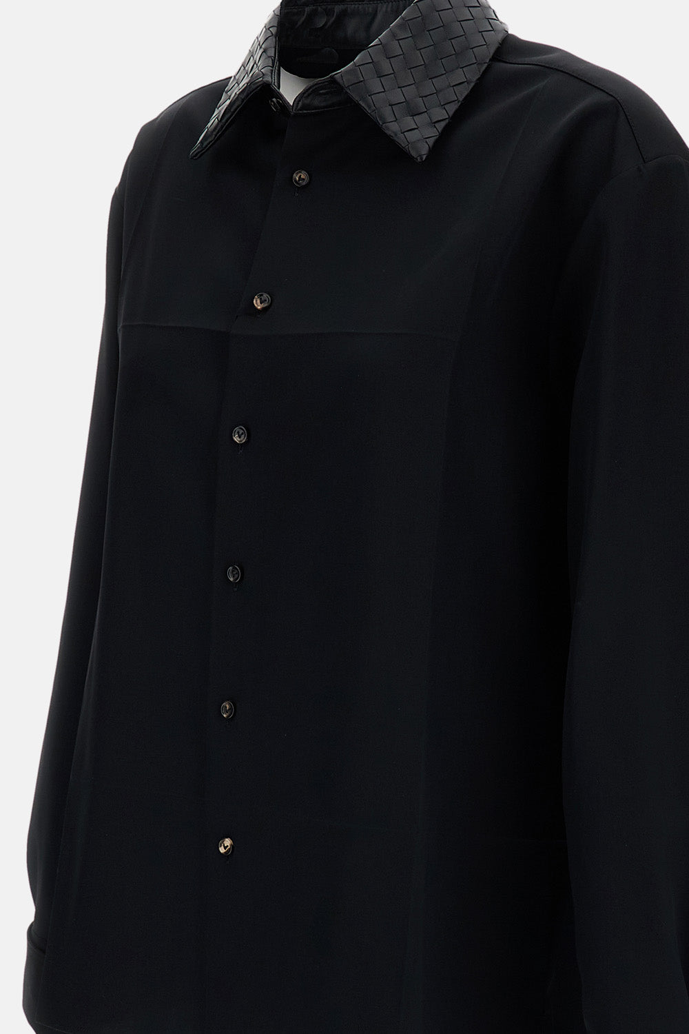 Bottega Veneta Bottega Veneta Women Intrecciato Weave Collar Shirt