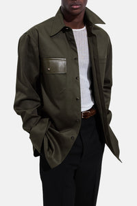 Bottega Veneta Men Cotton Gabardine Overshirt
