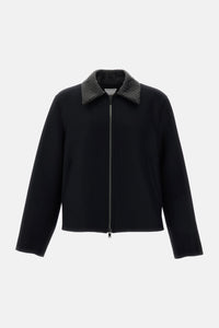 Bottega Veneta Men Wool Jacket With Intrecciato Collar
