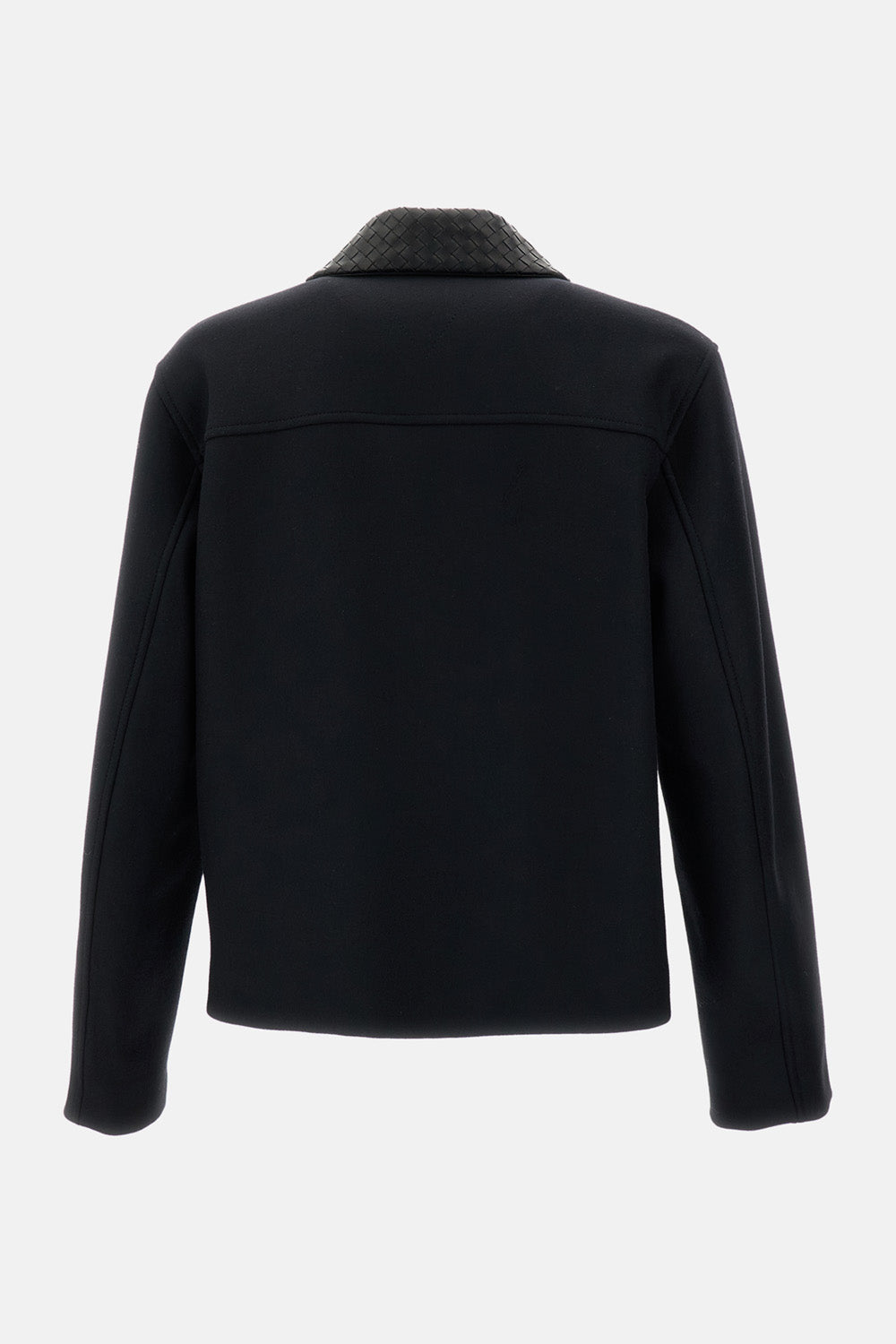 Bottega Veneta Men Wool Jacket With Intrecciato Collar