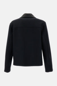 Bottega Veneta Men Wool Jacket With Intrecciato Collar