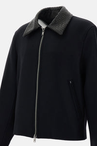 Bottega Veneta Men Wool Jacket With Intrecciato Collar