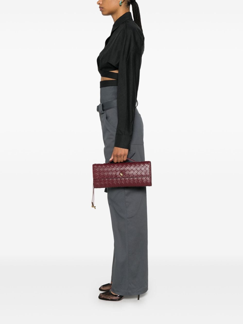 Bottega Veneta Women Andiamo Leather Clutch