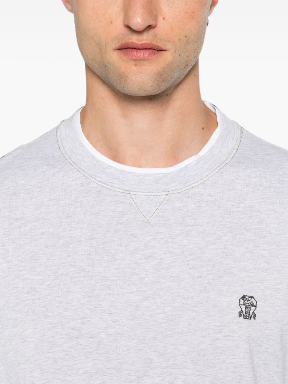 Brunello Cucinelli Men Logo Cotton T-Shirt