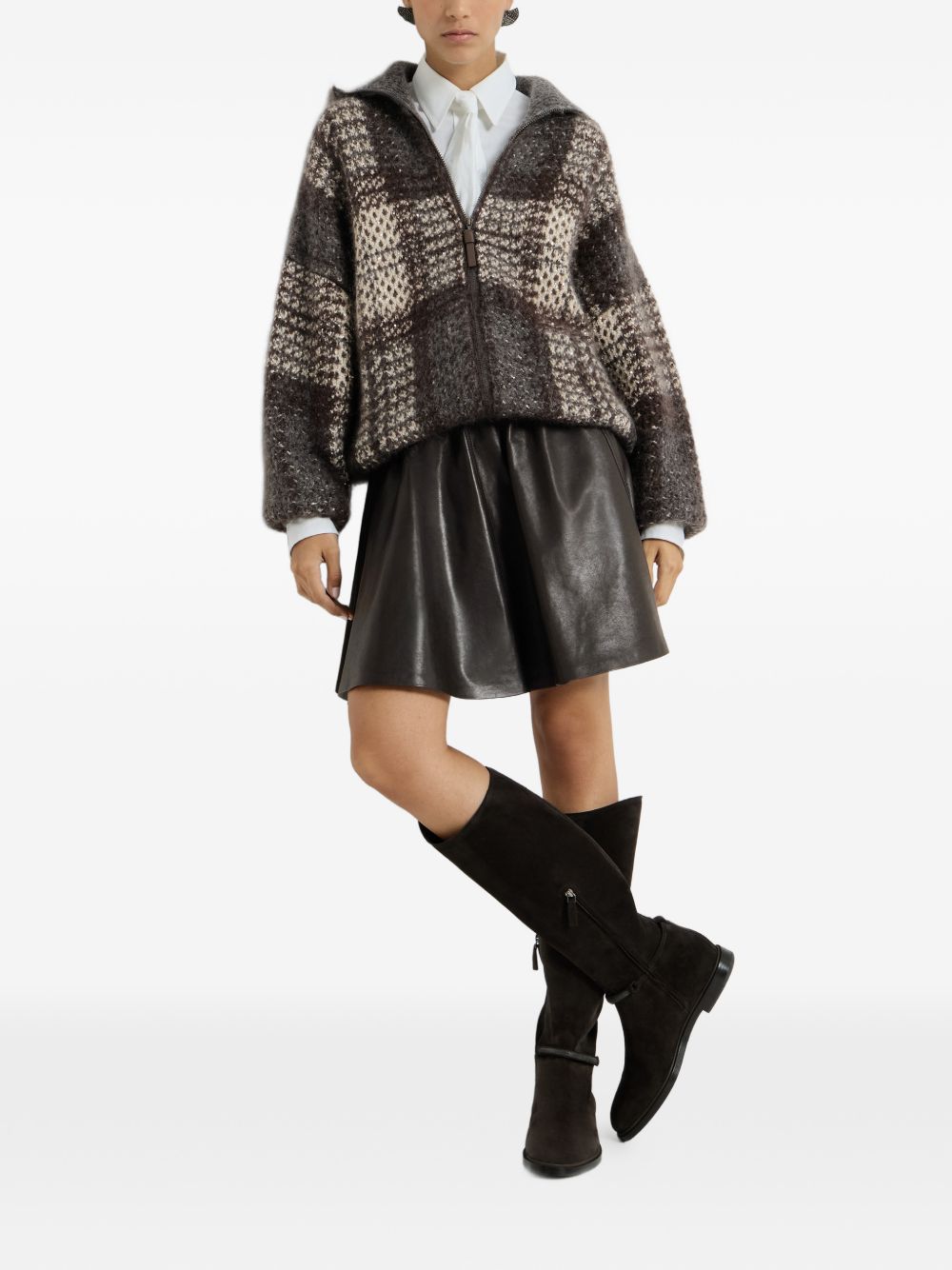 Brunello Cucinelli Women Leather Mini Skirt
