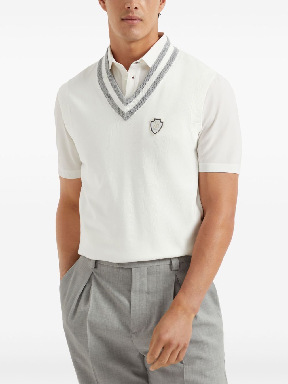 BRUNELLO CUCINELLI Brunello Cucinelli Men Logo Cotton V-Necked Vest