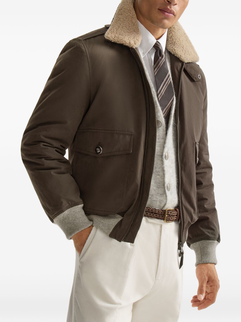 Brunello Cucinelli Men Cotton Blend Bomber Jacket