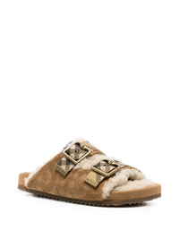 Burberry Women Urchin Check Shearling Sandals