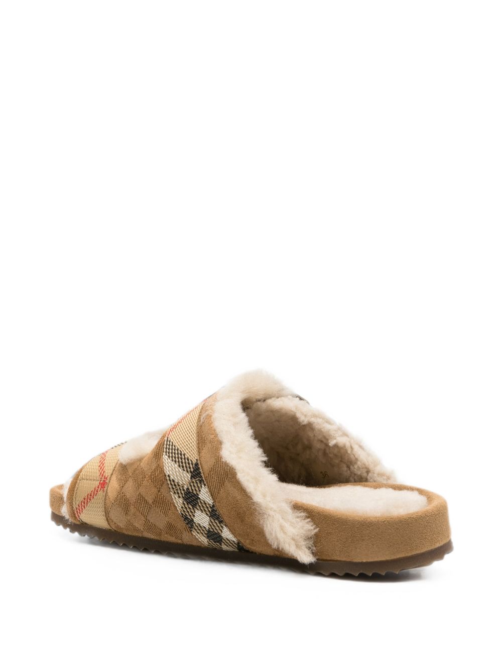 Burberry Women Urchin Check Shearling Sandals