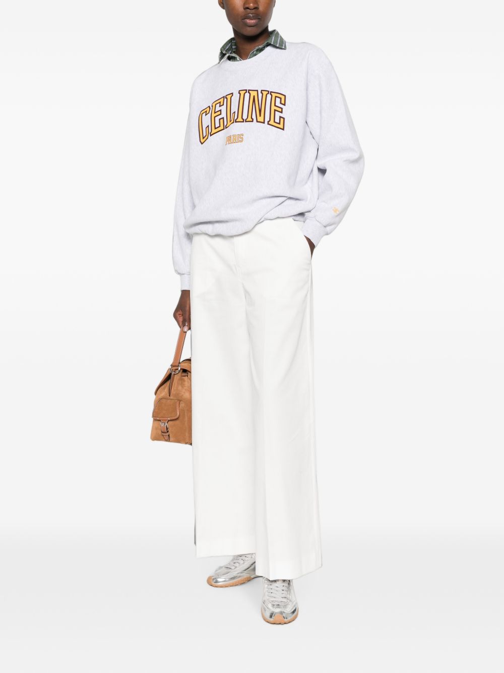 Celine Women Wide-Leg Cotton Trousers