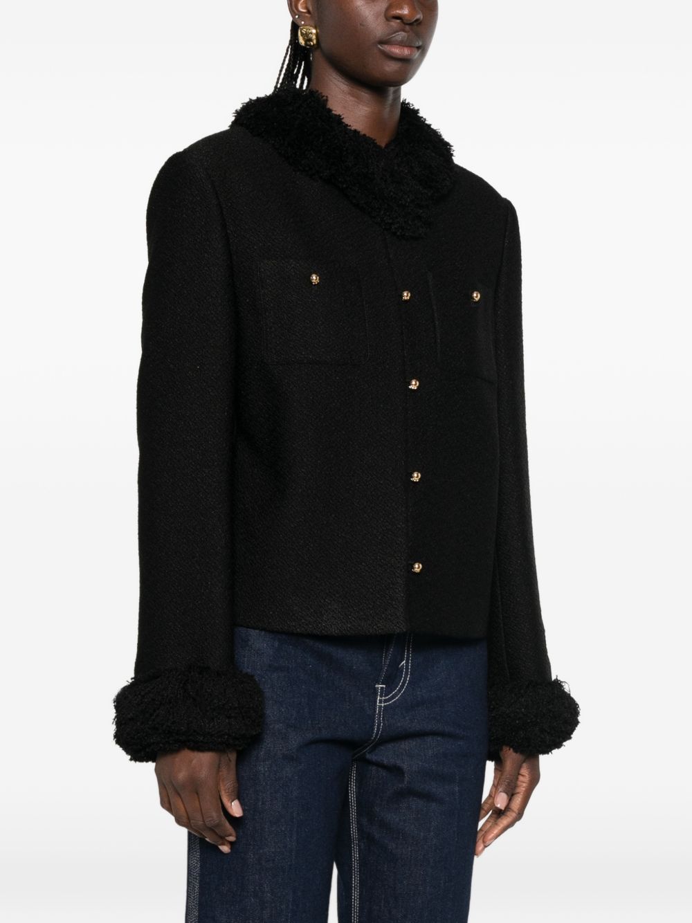 Celine Women Fringed Wool Blend Jacket