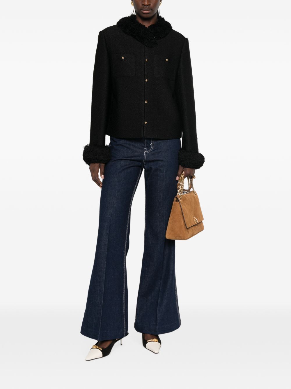 Celine Women Fringed Wool Blend Jacket