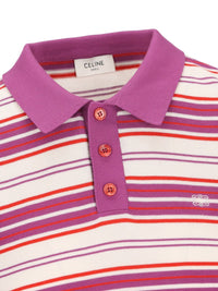 Celine Women Striped Cotton Polo Shirt