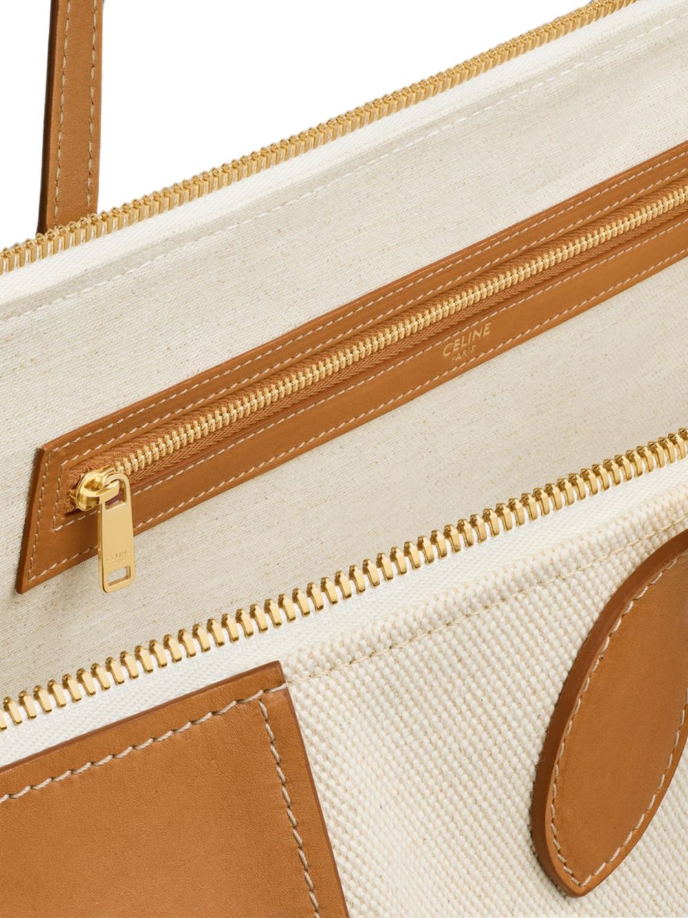CELINE Celine Women Cabas Frame Leather And Canvas Tote