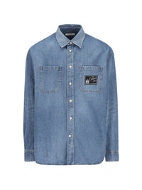 Celine Men Logo Cotton Denim Shirt
