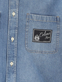 Celine Men Logo Cotton Denim Shirt