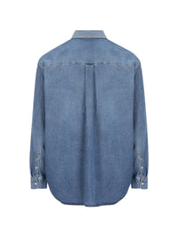 Celine Men Logo Cotton Denim Shirt