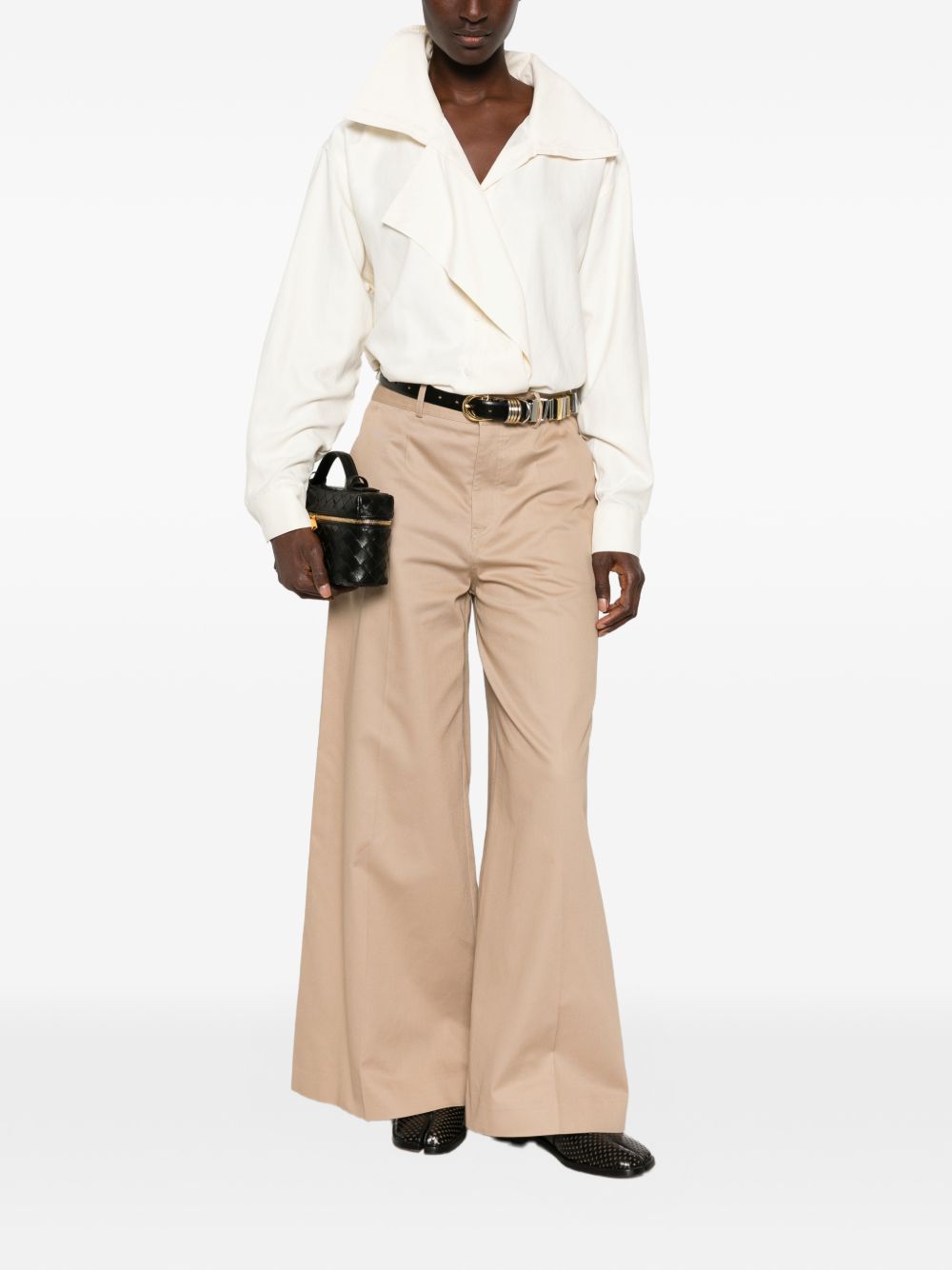 Celine Women Cotton Wide-Leg Trousers