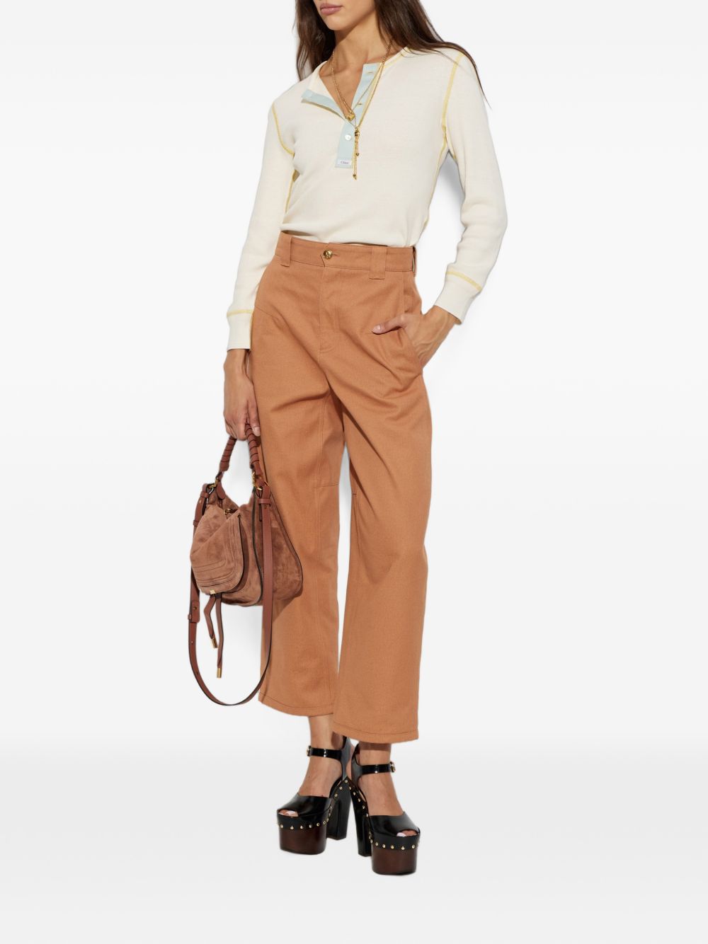 Chloé Women Cotton Barrel Trousers