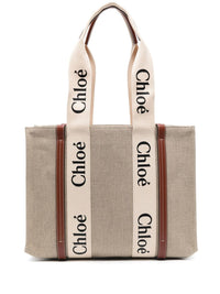 Chloé Women Woody Medium Linen Tote
