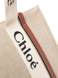 Chloé Women Woody Medium Linen Tote