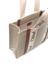 Chloé Women Woody Medium Linen Tote