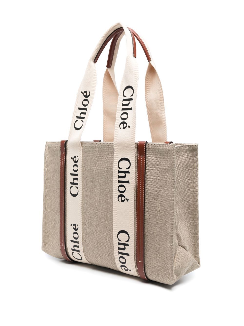 Chloé Women Woody Medium Linen Tote