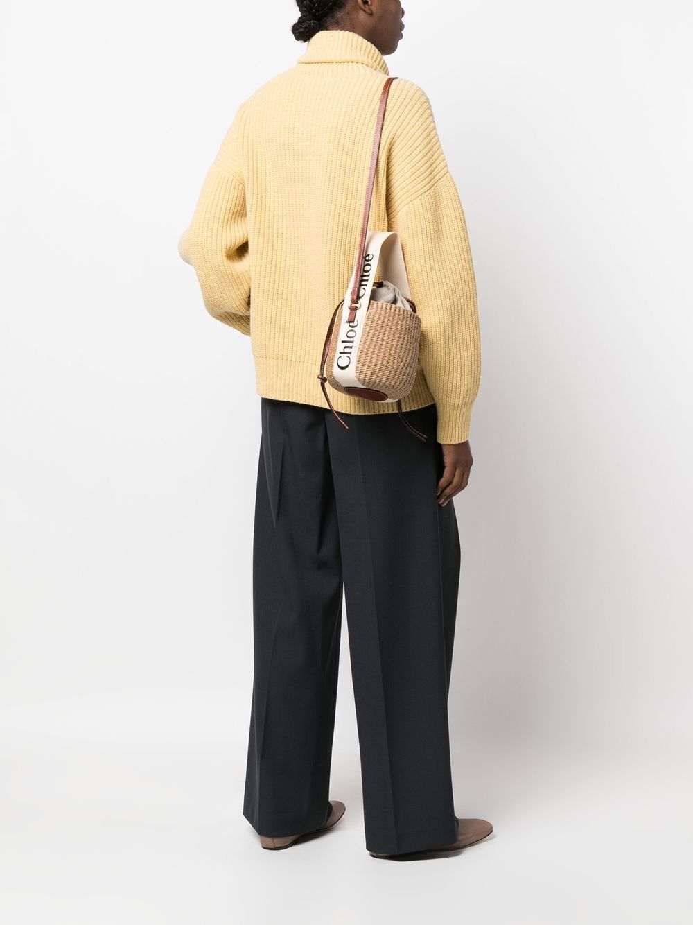 CHLOÉ Chloé Women Woody Small Straw Bucket Bag