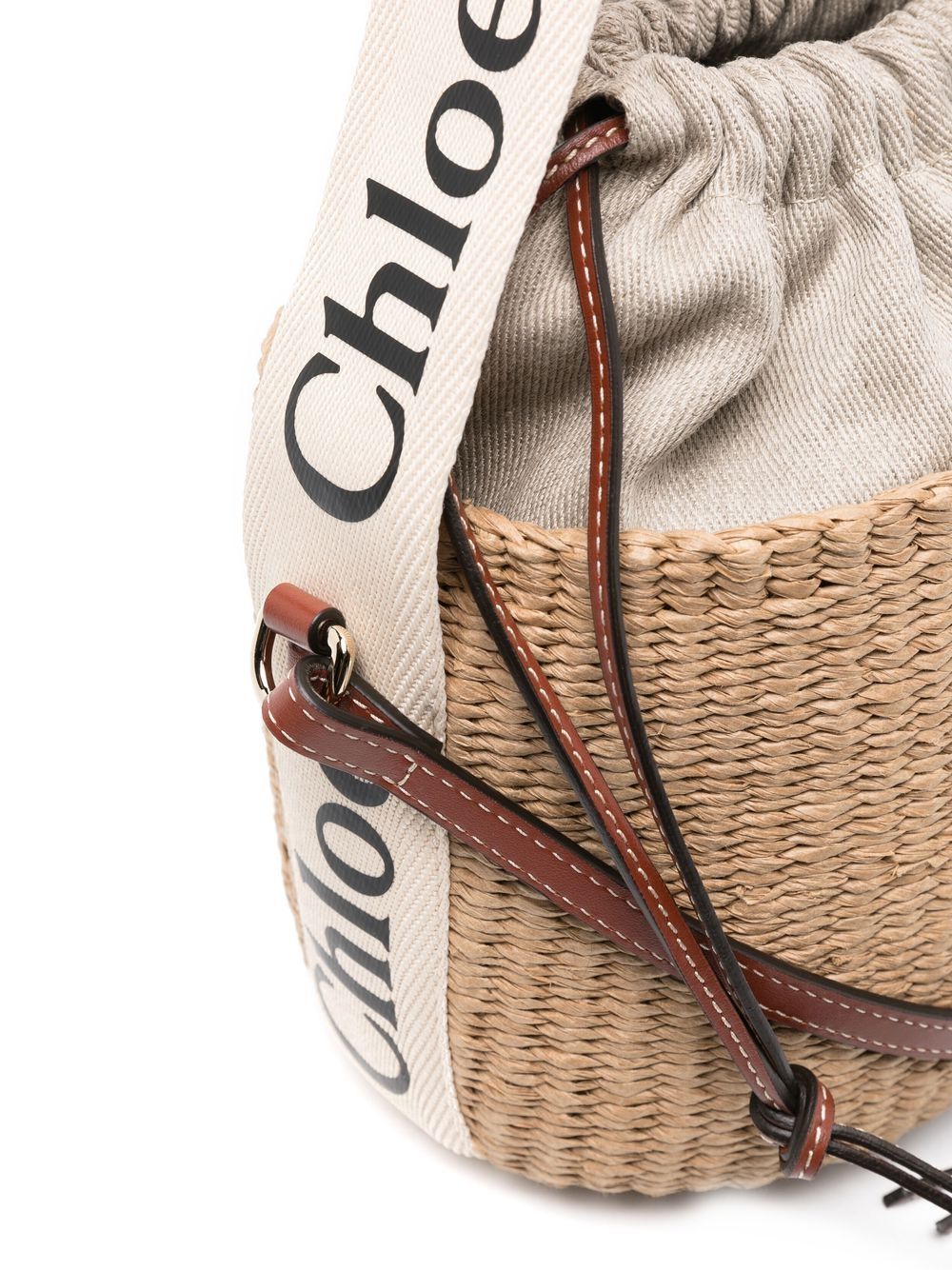CHLOÉ Chloé Women Woody Small Straw Bucket Bag